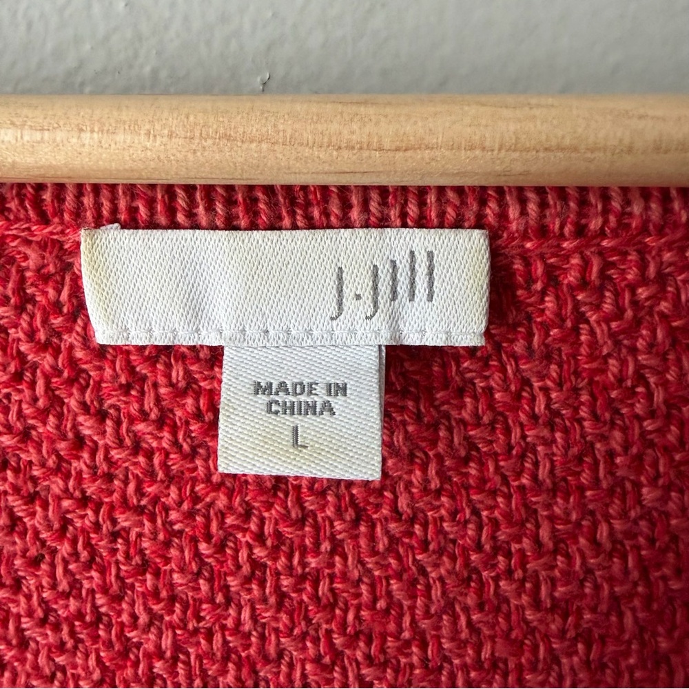 J. Jill Womens V-neck Sweater Cotton Blend Brick Red Size Large - Picture 3 of 10